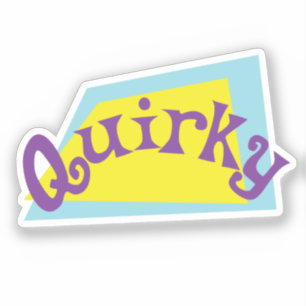 Das Wort Quirky in Retroformen und -farben Aufkleber