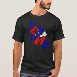 Das Wort Texas mit den Farben der Staatsflagge rot T-Shirt