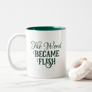 Das Wort wurde zu Weihnachts-Verse Grün Zweifarbige Tasse
