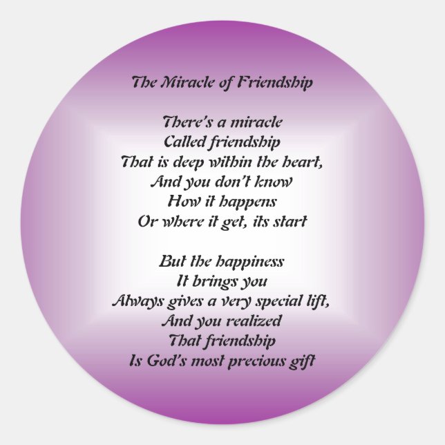 Das Wunder des Freundschaftsaufklebers Runder Aufkleber (Vorderseite)