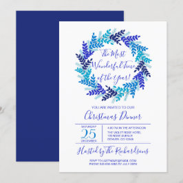 Das wunderbarste Time Blue Wreath Weihnachtsfest-P Einladung