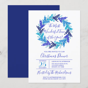 Das wunderbarste Time Blue Wreath Weihnachtsfest-P Einladung
