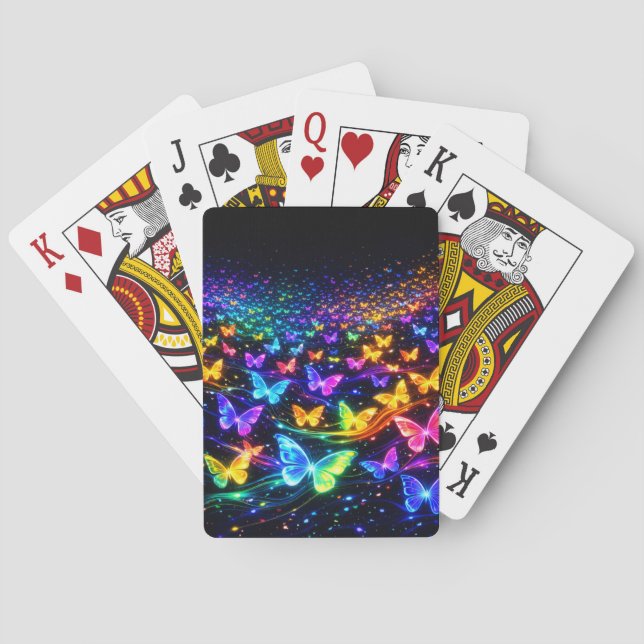 Das wunderschöne Neonfarbene Schmetterlingsmotiv Spielkarten (Rückseite)