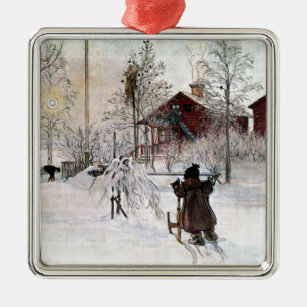 Das Yard und der Wäsche-House, Carl Larsson Silbernes Ornament