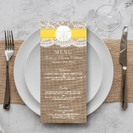 Das "Yellow Sand Dollar Wedding Menu" Menükarte