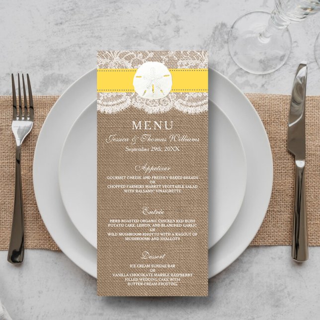 Das "Yellow Sand Dollar Wedding Menu" Menükarte (Von Creator hochgeladen)