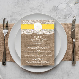 Das "Yellow Sand Dollar Wedding Menu" Menükarte