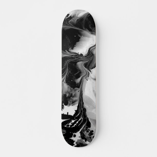 DAS YIN u. DER YANG (schwarze u. weiße abstrakte Skateboard (Vorne)