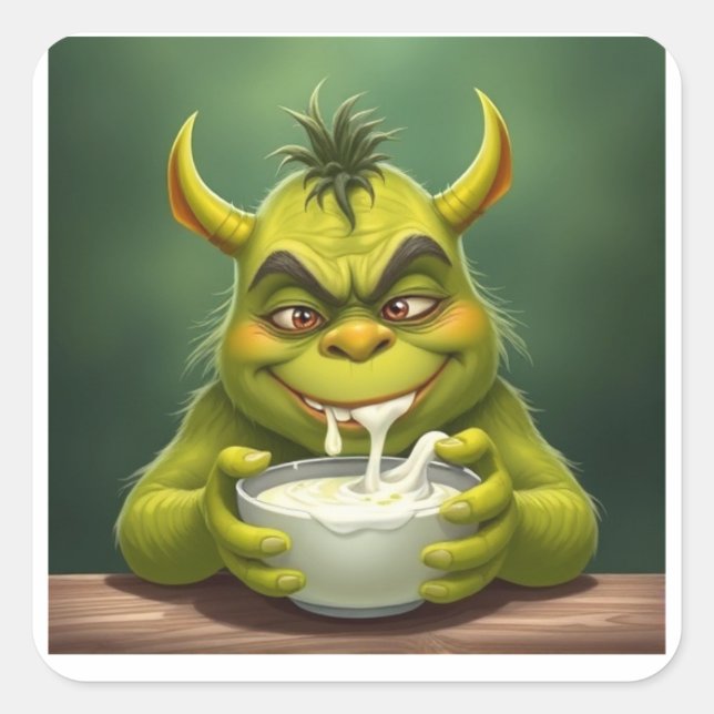 Das "yOGREt" Quadratischer Aufkleber (Vorderseite)