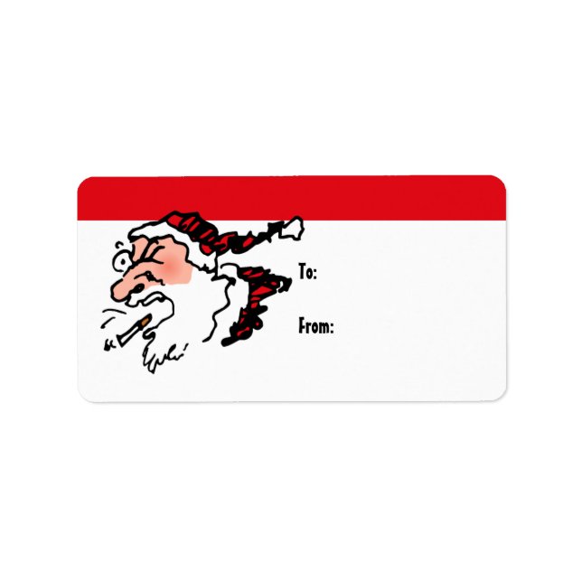 Das Zählen von Smoker Santa Gift Labels Adressaufkleber (Vorne)