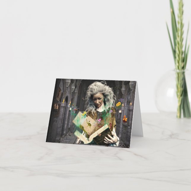 Das Zauberbuch Halloween Karte (Vorderseite)