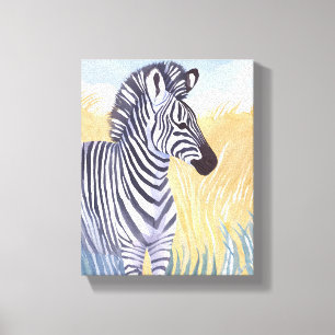 Das Zebra   Wasserfarbe Safari-Tier Natur Leinwanddruck