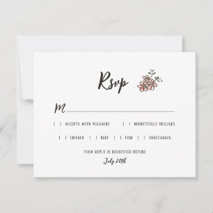 Das Zeichen der Hochzeit sagt rustikale Doodle Flo RSVP Karte
