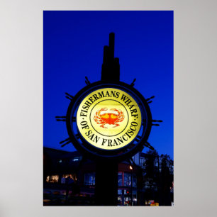 Das Zeichen des Fischers in der Nacht Poster