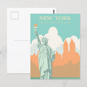 Das zeitlose New York: Freiheitsstatue in der Stad Postkarte