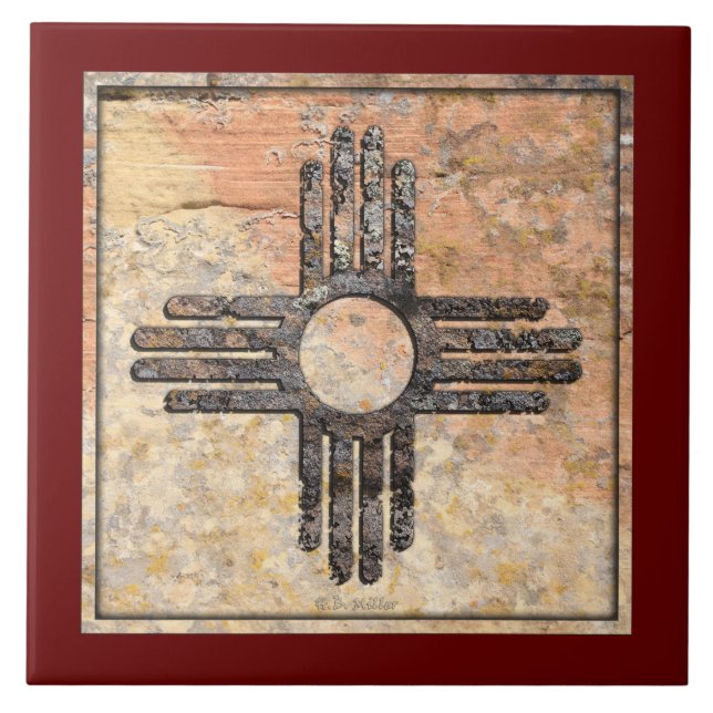 Das Zia-Sun-Symbol in New Mexiko - Gerede über Sch Fliese (Vorderseite)