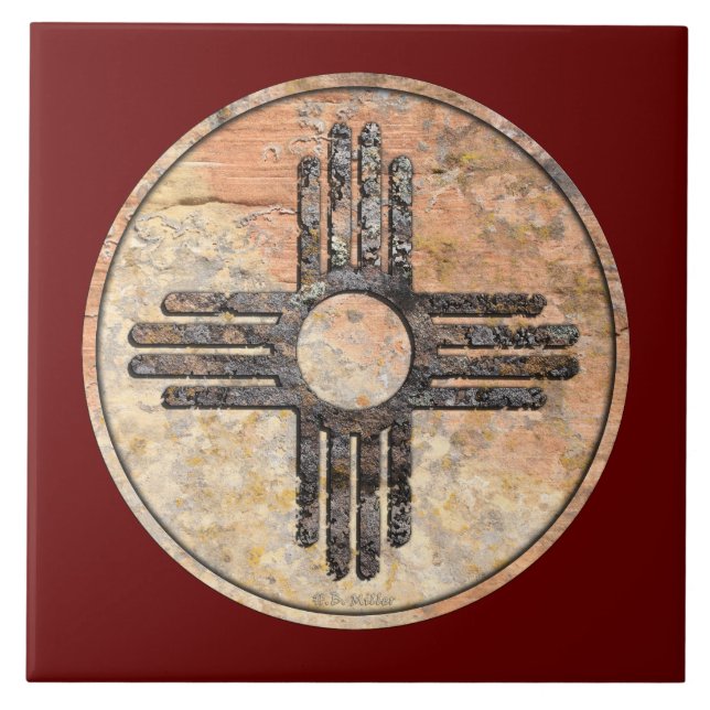 Das Zia-Sun-Symbol in New Mexiko - Gerede über Sch Fliese (Vorderseite)