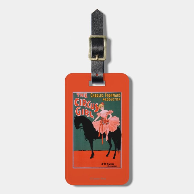 Das Zirkus-Mädchen - Frau auf PferdeTheater- Gepäckanhänger (Vorderseite vertikal)