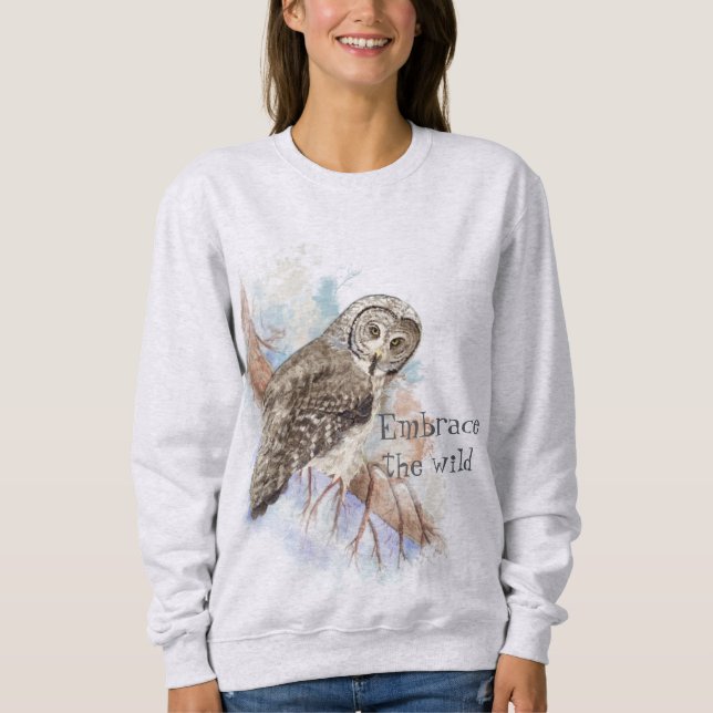 Das Zitat "Wildtiere" mit Eule Sweatshirt (Vorderseite)