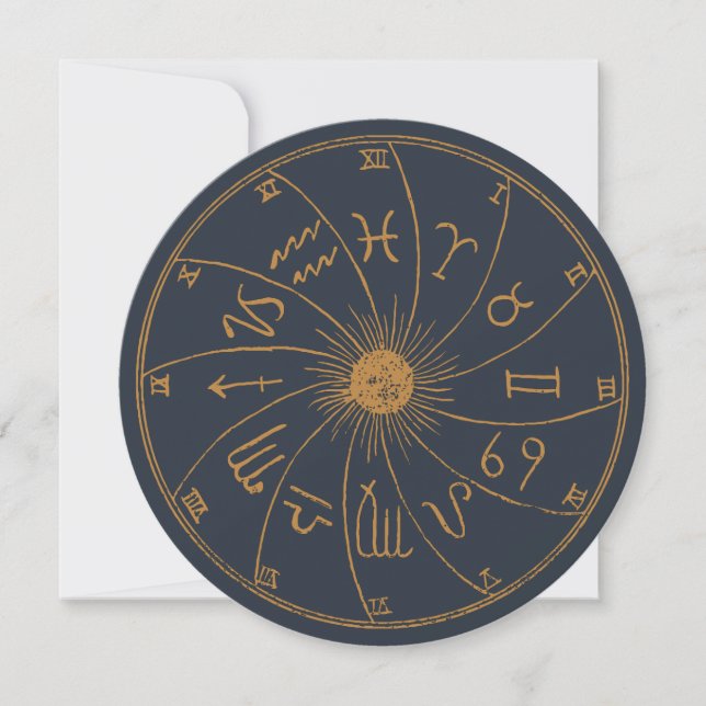 Das Zodiac Wheel - Glückserzählkartenspiel Einladung (Vorderseite)
