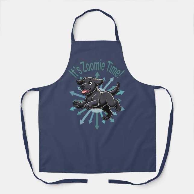 Das Zoomie Time Black Lab Schürze (Vorderseite)
