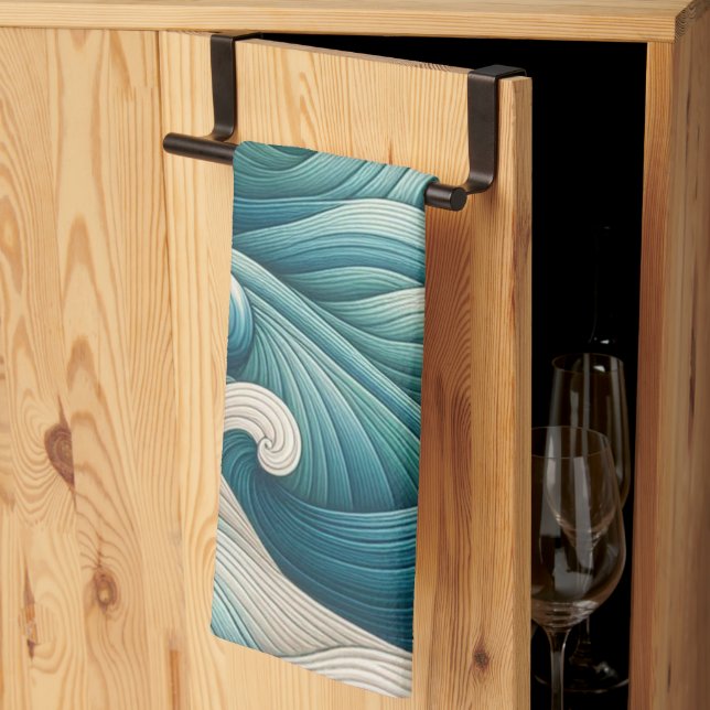 Das Zuhause Studio Ocean Wave Swirl Geschirrtuch (Drittel gefaltet)