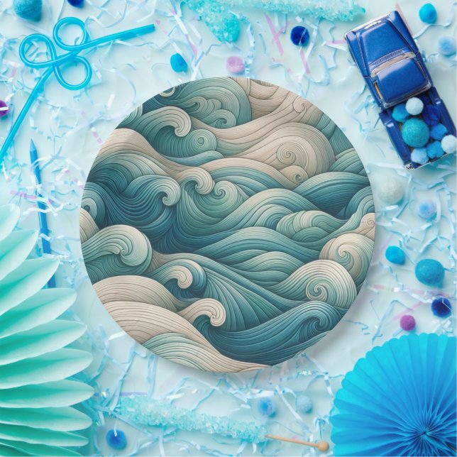Das Zuhause Studio Ocean Wave Swirl Pappteller (Party)