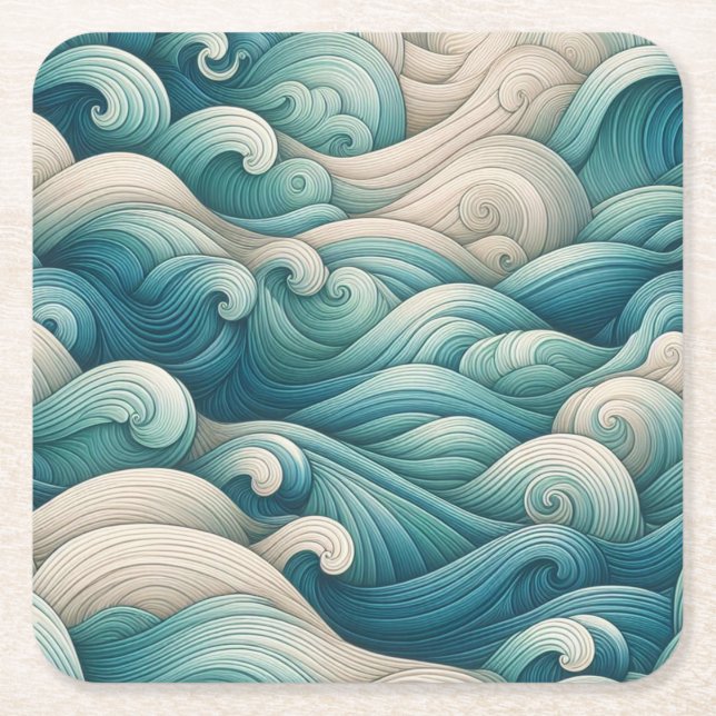Das Zuhause Studio Ocean Wave Swirl Rechteckiger Pappuntersetzer (Vorderseite)