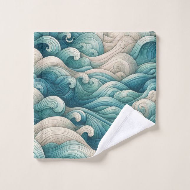 Das Zuhause Studio Ocean Wave Swirl Waschlappen (Waschlappen)