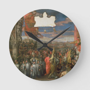Das Zurückbringen Doge-Andrea-Contarini siegreich Runde Wanduhr