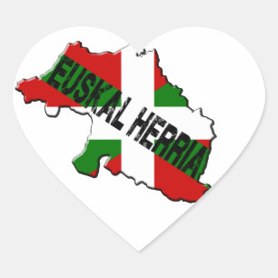 DasBaskenland-Karte plus euskal Fahne herria Herz-Aufkleber