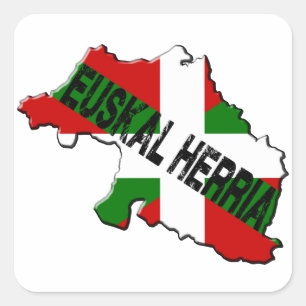 DasBaskenland-Karte plus euskal Fahne herria Quadratischer Aufkleber