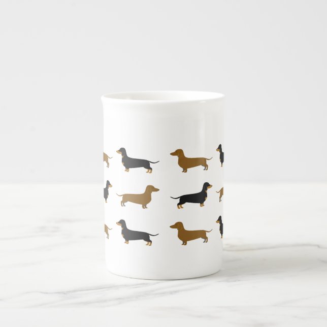 Daschund Bone-China-Tasse Knochen-China-Tasse Prozellantasse (Vorderseite)