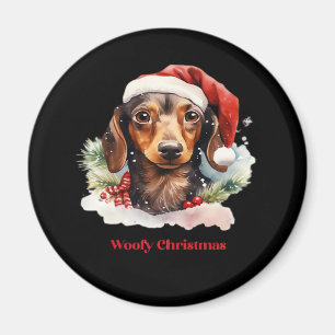Daschund Dog Weihnachts-Weihnachtsmannmütze Xmas L Magnet