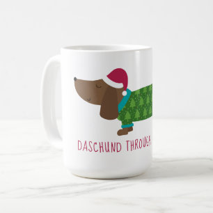 Daschund durch den Schnee-Cartoon Kaffeetasse
