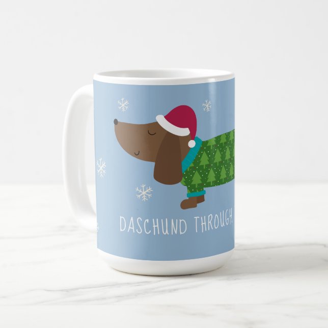 Daschund durch die schneefreie Illustrierte Kaffee Kaffeetasse (Vorderseite Links)