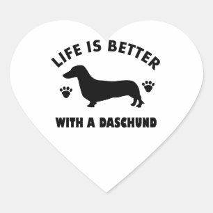 Daschund-Hundedesign Herz-Aufkleber