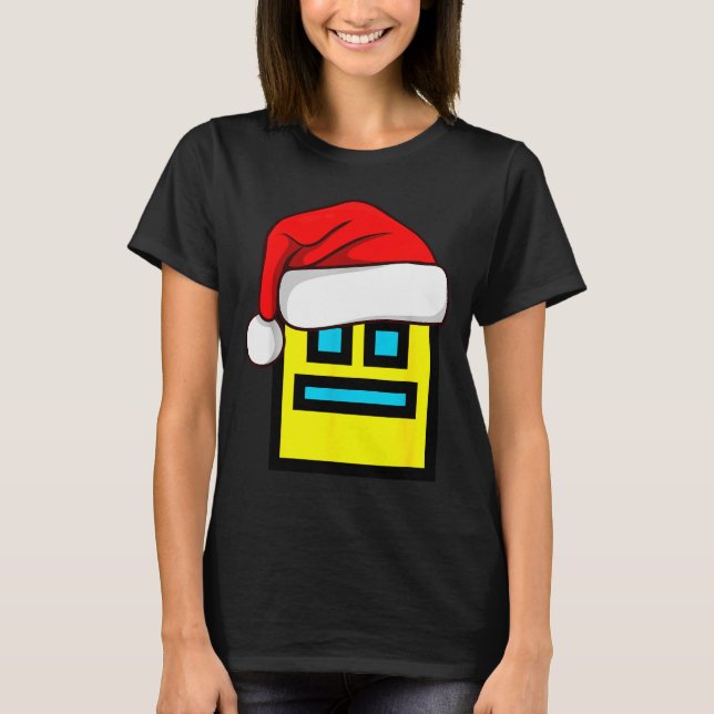 Dash Geometry Repeat Christmas Santa Hat Game Vide T-Shirt (Vorderseite)