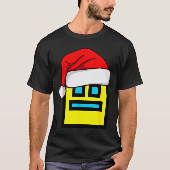 Dash Geometry Repeat Christmas Santa Hat Game Vide T-Shirt (Vorderseite)