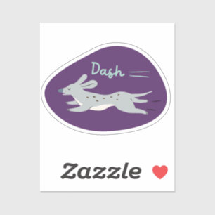 "Dash" niedlicher illustrierter, grau langer Hund  Aufkleber