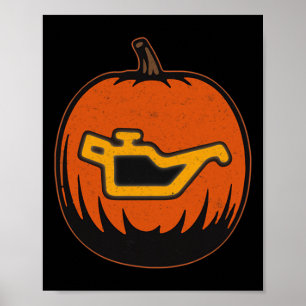Dashboard Car Oil Problem Leicht Funny Pumpkin Hal Poster