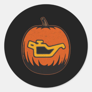 Dashboard Car Oil Problem Leicht Funny Pumpkin Hal Runder Aufkleber