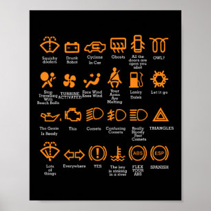 Dashboard Icons Coffee Tasse Car Typ Car Lover Mec Poster