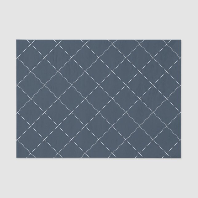 Dashed Diamond Grid Geometric Midnight Navy Seidenpapier (Vorderseite)