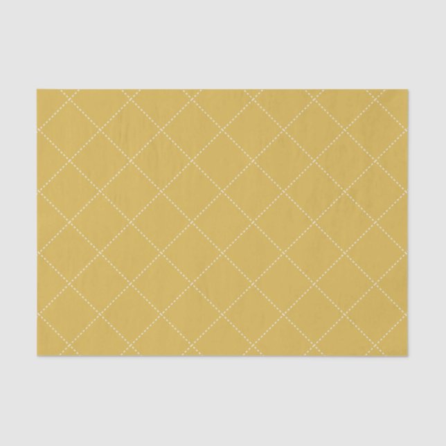 Dashed Diamond Grid Geometric Mustard Gold Seidenpapier (Vorderseite)
