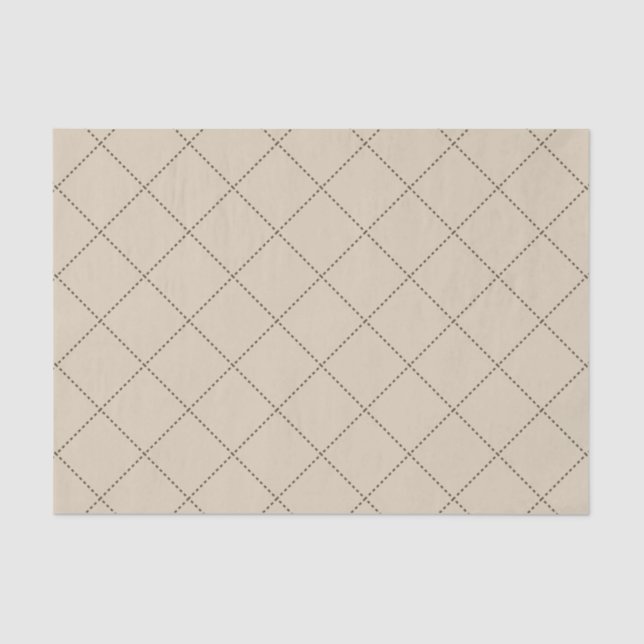 Dashed Diamond Grid Geometric Sand Color Seidenpapier (Vorderseite)