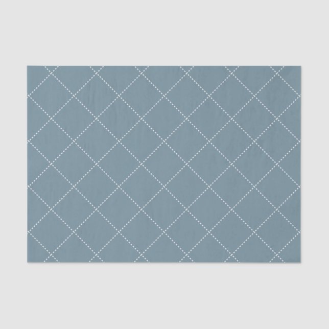 Dashed Diamond Grid Geometric Slate Blue Seidenpapier (Vorderseite)