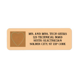 Dashed Green Heart on Tan Custom Address Labels