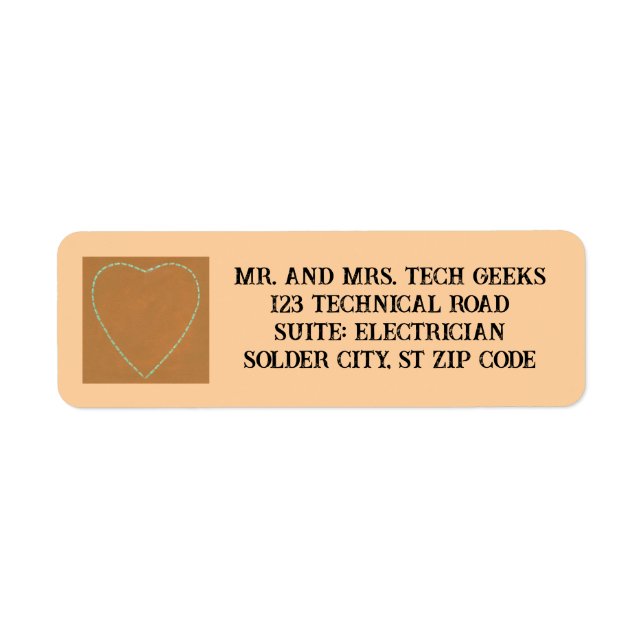 Dashed Green Heart on Tan Custom Address Labels (Vorne)