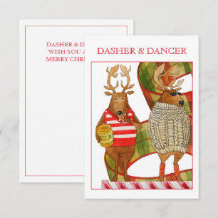 DASHER DANCER 3.5x5 Weihnachtskarte Karte